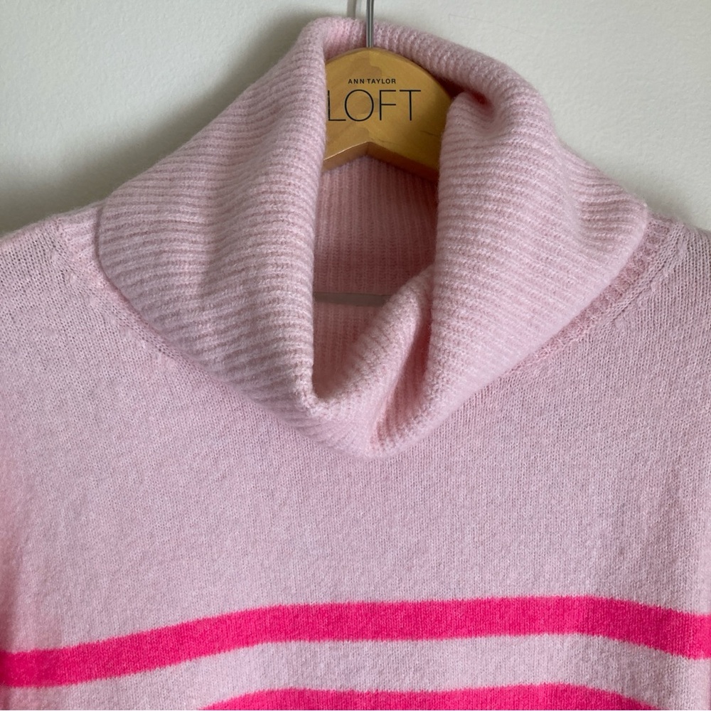 LOFT Pink & Hot Pink Striped Turtleneck Sweater - Picture 11 of 12